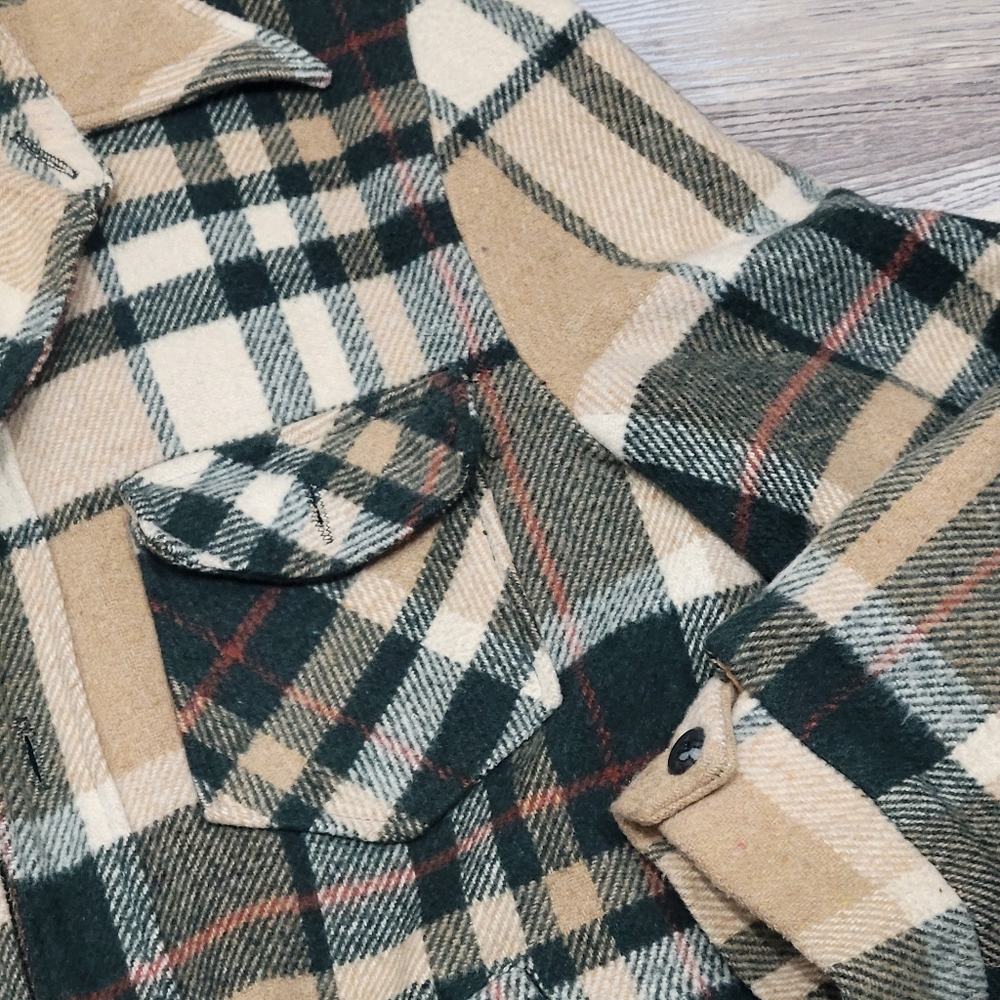 Vintage John Blair Plaid Winter Jacket Mens Size Large Green And Tan - Picture 4 of 8